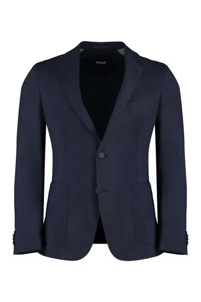 Hugo Boss Mixed Wool Two-pieces Suit In Blue