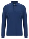 Hugo Boss Embroidery Long-sleeve Polo Shirt In Blue