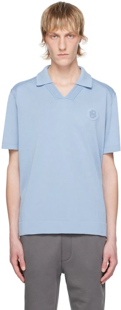 Hugo Boss Blue Patch Polo In 498-open Blue