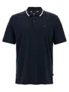 Hugo Boss Slim-fit Polo Shirt In Cotton With Striped Collar In Dark Blue