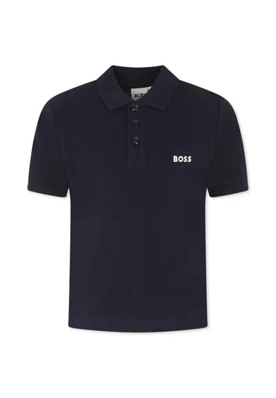 Hugo Boss Kids' Blue Polo For Boy With Logo