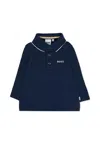 Hugo Boss Blue Polo Shirt For Baby Boy With Logo In Black