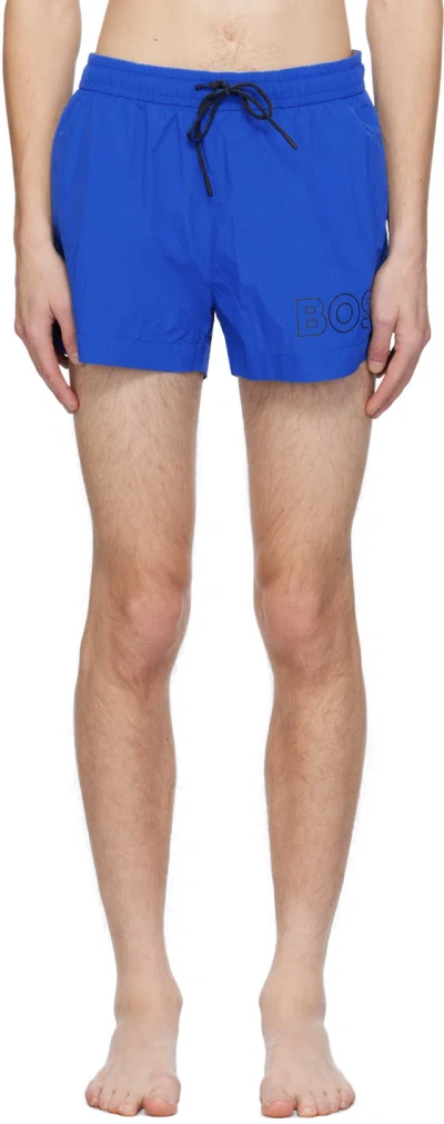 Hugo Boss Blue Quick-drying Swim Shorts In 423-medium Blue