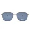 Hugo Boss Blue Rectangular Men's Sunglasses Boss 1310/s R81 58 In Gray