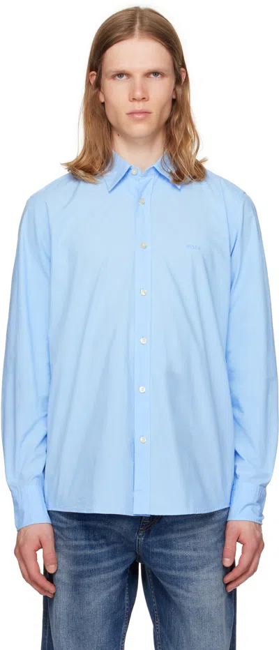 Hugo Boss Blue Regular-fit Cotton Poplin Shirt