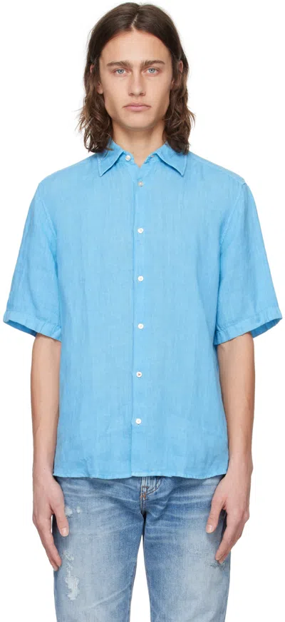Hugo Boss Blue Regular-fit Shirt In 486-open Blue