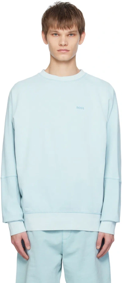 Hugo Boss Blue Relaxed-fit Sweatshirt In 473-open Blue