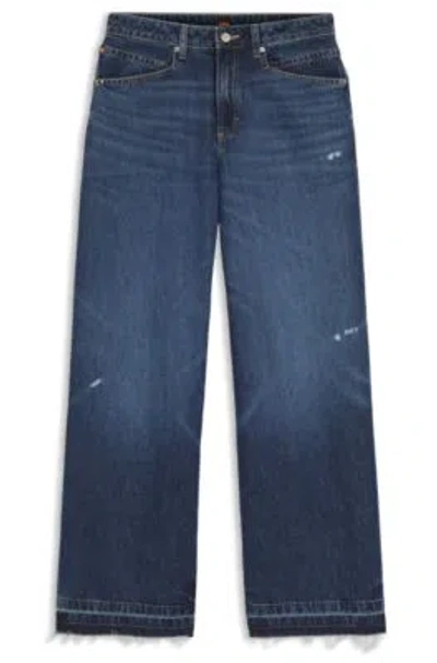 Hugo Boss Blue Relaxed-fit Jeans In Rigid Denim