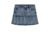 Hugo Boss Blue Rigid-denim Mini Skirt With Half Pleating In Blue