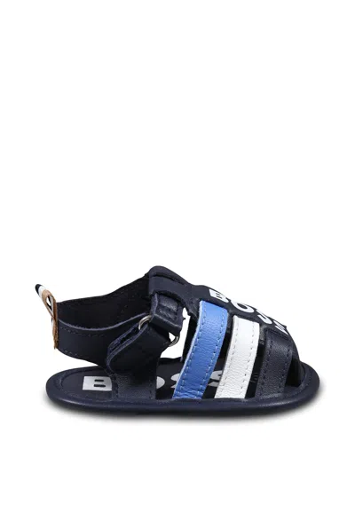 Hugo Boss Kids' Blue Sandals For Baby Boy With Logo