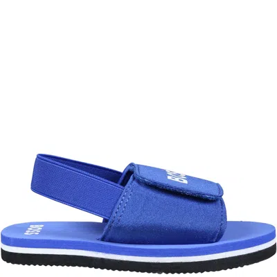 Hugo Boss Kids' Blue Sandals For Boy With Logo