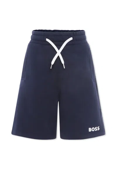 Hugo Boss Kids' Blue Shorts For Boy With Logo