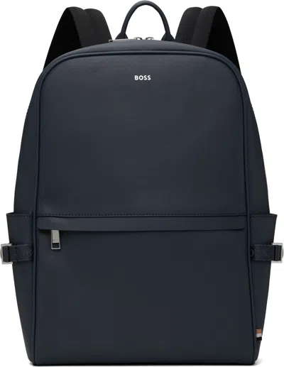 Hugo Boss Blue Signature Stripe Logo Backpack In 426-medium Blue