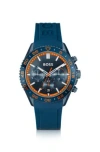HUGO BOSS BLUE SILICONE-STRAP CHRONOGRAPH WATCH WITH TONAL DIAL MEN'S WATCHES