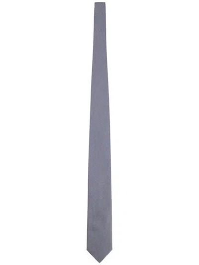 Hugo Boss Blue Silk Woven Tie In Gray