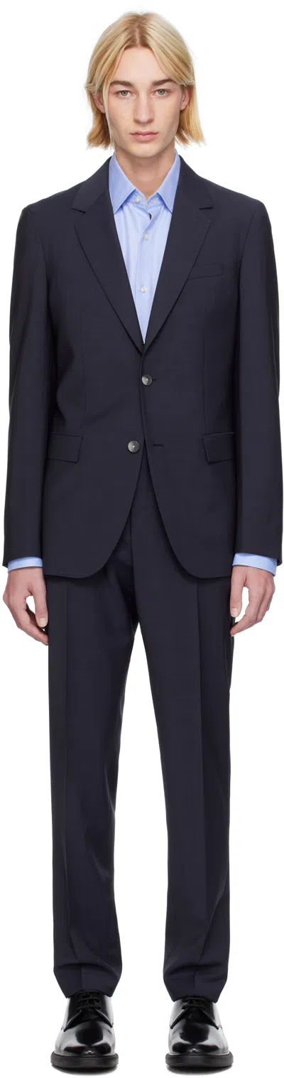 Hugo Boss Blue Slim-fit Suit In 425-medium Blue