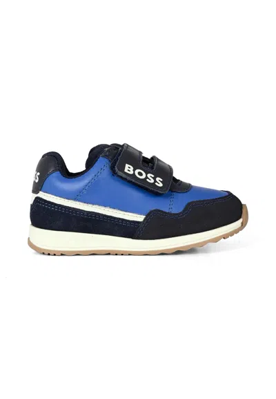 Hugo Boss Kids' Blue Sneakers For Boy With Logo