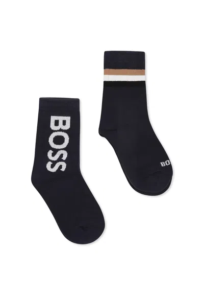 Hugo Boss Kids' Blue Socks Set For Boy With Logo