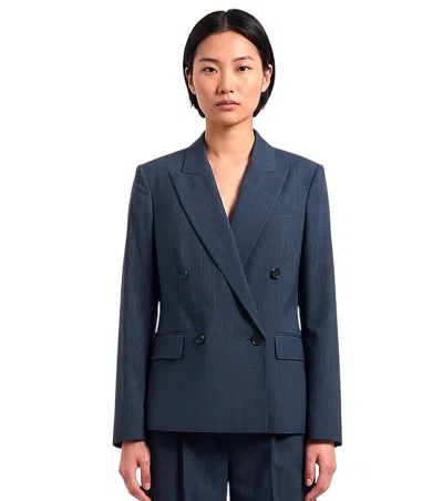 Hugo Boss Blue Solid Peaked Lapel Blazer