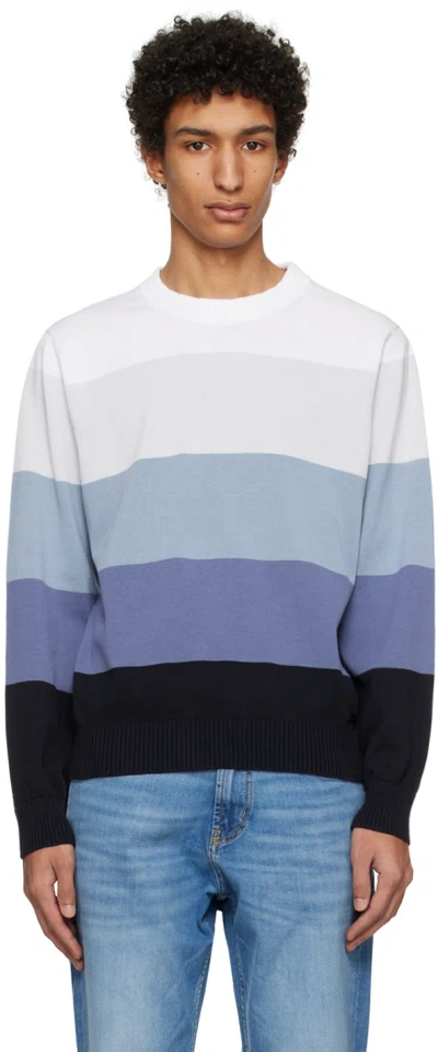 Hugo Boss Blue Stripe Sweater In Light/pastel Blue 45