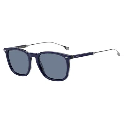 Hugo Boss Blue Striped Grey Polarized Sunglasses For Men 2024 In Navy