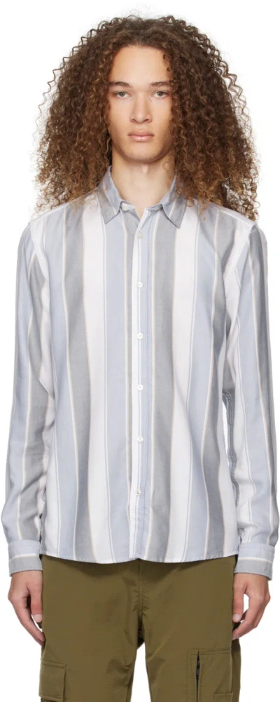 Hugo Boss Blue Striped Shirt In Open Blue 479