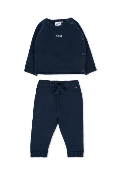 Hugo Boss Blue Suit For Baby Boy With Logo