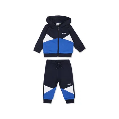 Hugo Boss Babies' Tuta 2 Pezzi Con Logo In Blue