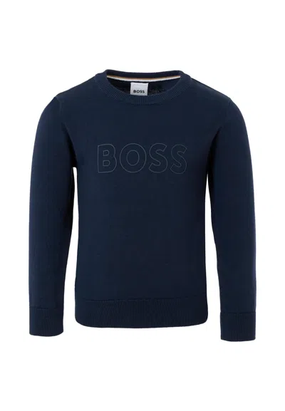 Hugo Boss Kids' Blue Sweater For Boy With Logo