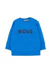 Hugo Boss Blue Sweatshirt For Baby Boy With Logo In Blue