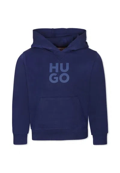 Hugo Boss Kids' Blue Sweatshirt For Boy With Logo