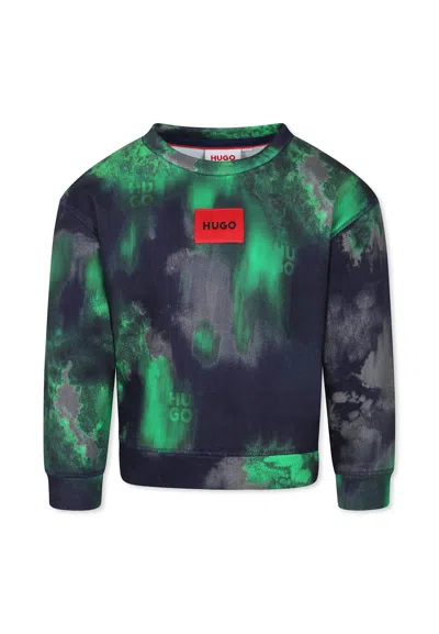 Hugo Boss Kids' Blue Sweatshirt For Boy With Logo