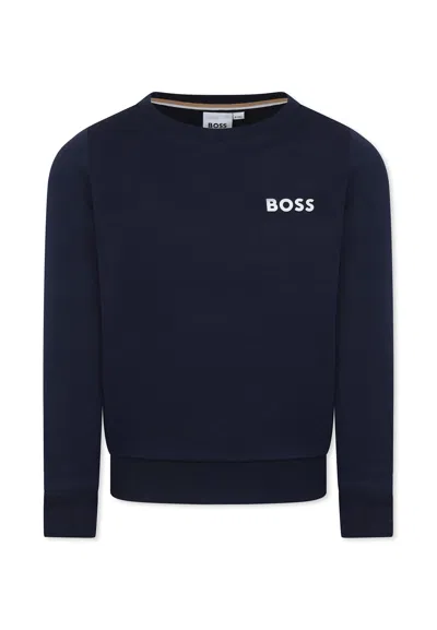Hugo Boss Kids' Blue Sweatshirt For Boy With Logo