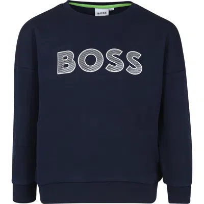 Hugo Boss Kids' Blue Sweatshirt For Boy With Logo