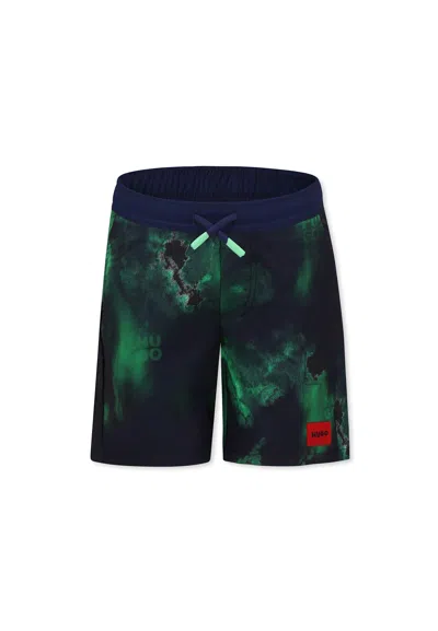 HUGO BOSS BLUE SWIM SHORTS FOR BOY WITH LOGO