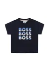 Hugo Boss Blue T-shirt For Baby Boy With Logo In Blue
