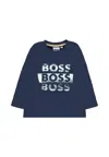 Hugo Boss Blue T-shirt For Baby Boy With Logo In Blue
