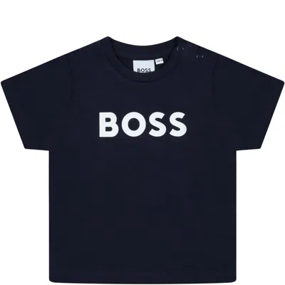 Hugo Boss Blue T-shirt For Baby Boy With White Logo