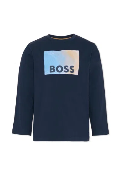 Hugo Boss Kids' Blue T-shirt For Boy With Logo
