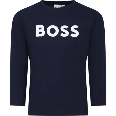 Hugo Boss Kids' Blue T-shirt For Boy With Logo