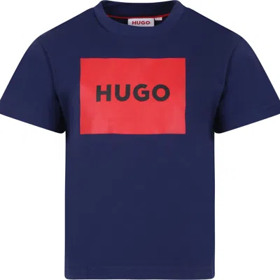 Hugo Boss Kids' Blue T-shirt For Boy With Logo