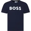 Hugo Boss Blue T-shirt For Boy With Logo In Blu