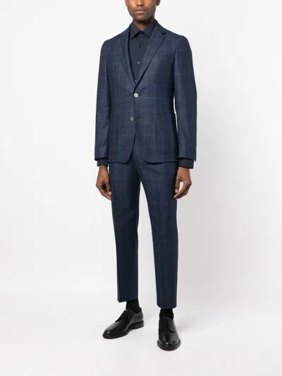 Hugo Boss Jackson Tailored Check Suit Jacket And Trousers In Blue