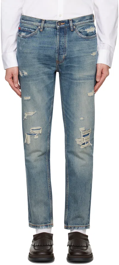 Hugo Boss Blue Tapered-fit Jeans In 430-bright Blue