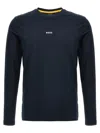 Hugo Boss Stretch-cotton Regular-fit T-shirt With Contrast Logo In Blue