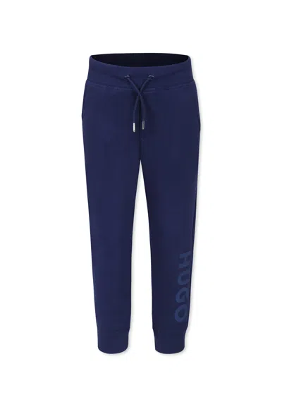 Hugo Boss Kids' Blue Trousers For Boy With Logo