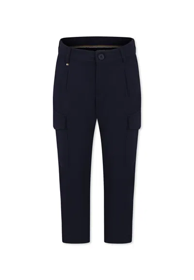 Hugo Boss Kids' Blue Trousers For Boy With Logo
