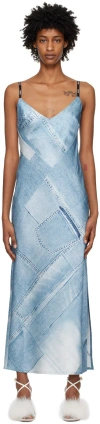 Hugo Boss Blue V-neck Midi Dress In 985 Open Miscellaneo