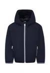 Hugo Boss Blue Windbreaker Jacket For Boy With Logo In Blue