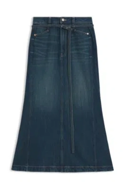 Hugo Boss Blue-denim Skirt With Flared Shape